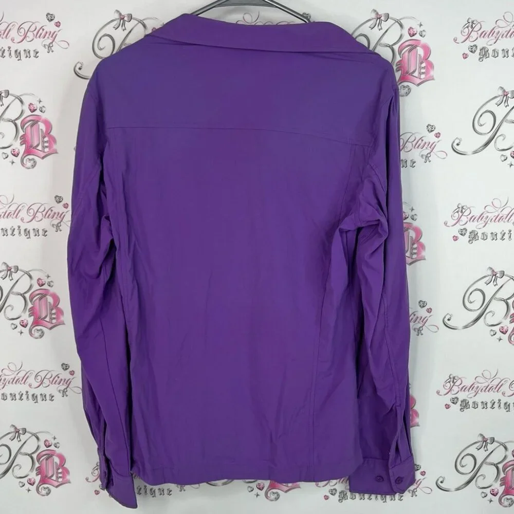 MEC button up royal Vibrant Purple Button Down Shirt for Women
